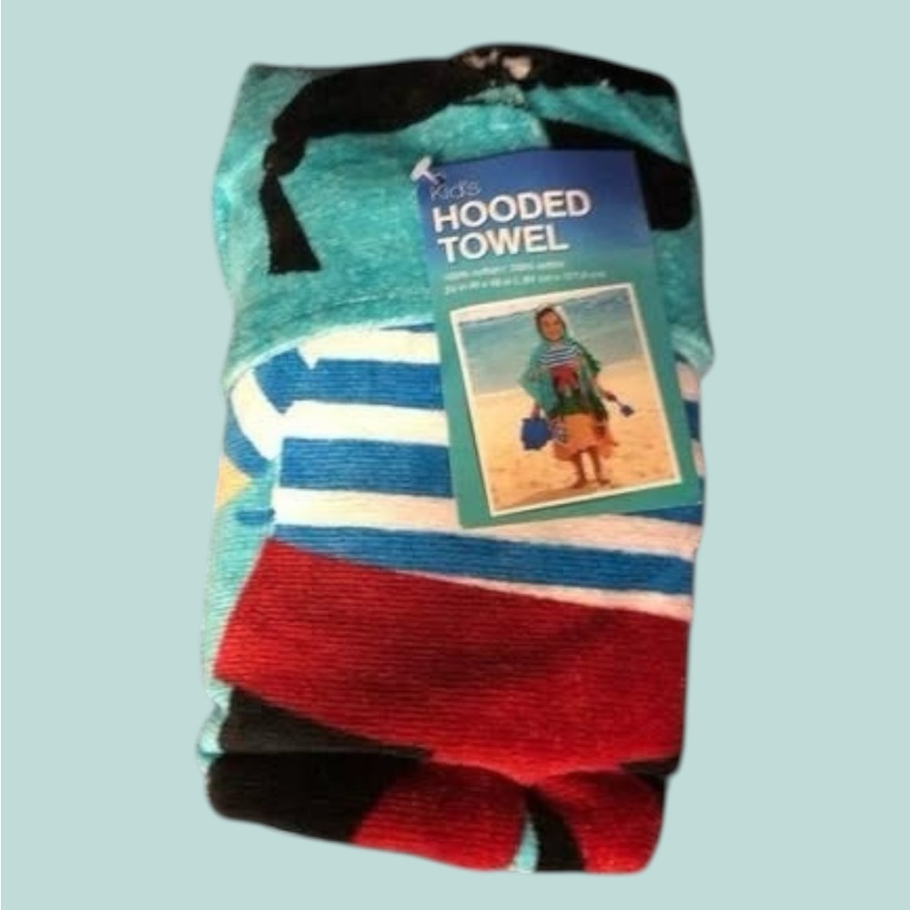Summer Time Kid's Pirate Hooded Beach or Bath Cotton Towel Poncho NWT